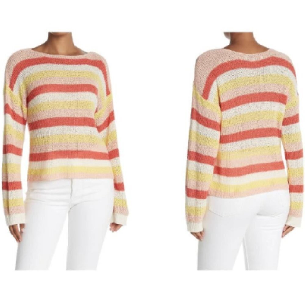 Cupcakes and Cashmere Lex Multi Stripe Boucle Yarn Sweater